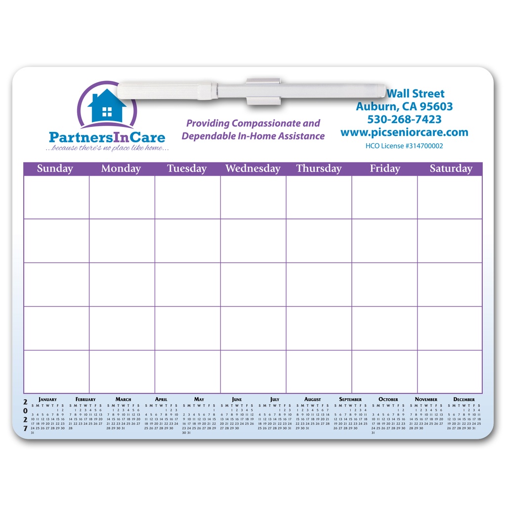 Memo Board Calendar w/ Mag