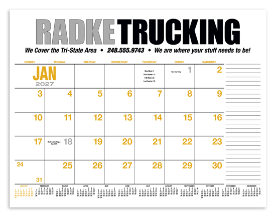 HotLine® Products 13-Month Desk Pad Calendar