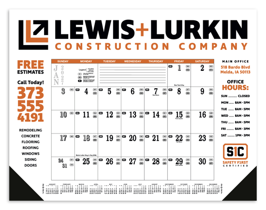 Skinner & Kennedy® Contractor's Desk Pad Calendar