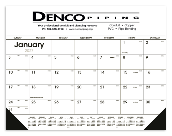 Triumph® Calendars Black & White Desk Pad with Vinyl Corners