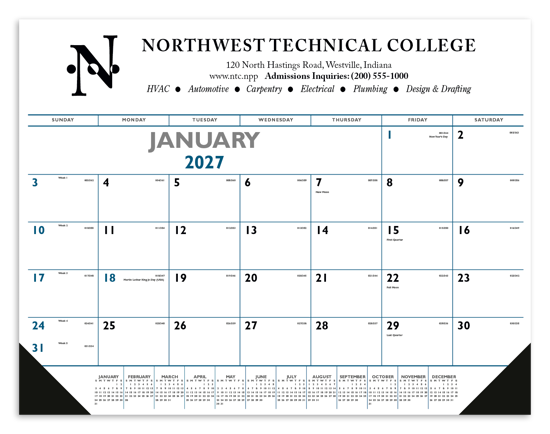Triumph® Calendars Blue & Black Desk Pad with Vinyl Corners