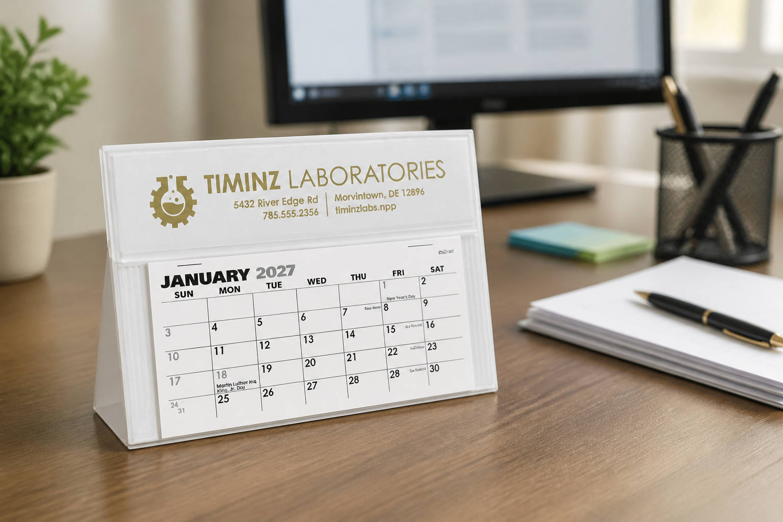 Triumph Legacy Calendar displayed on an office desk