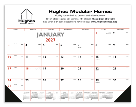 Triumph® Calendars Red & Black Desk Pad with Vinyl Corners