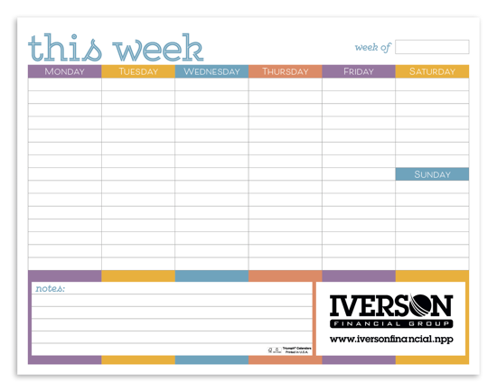 Triumph® Calendars Small Weekly Desk Pad - Colors