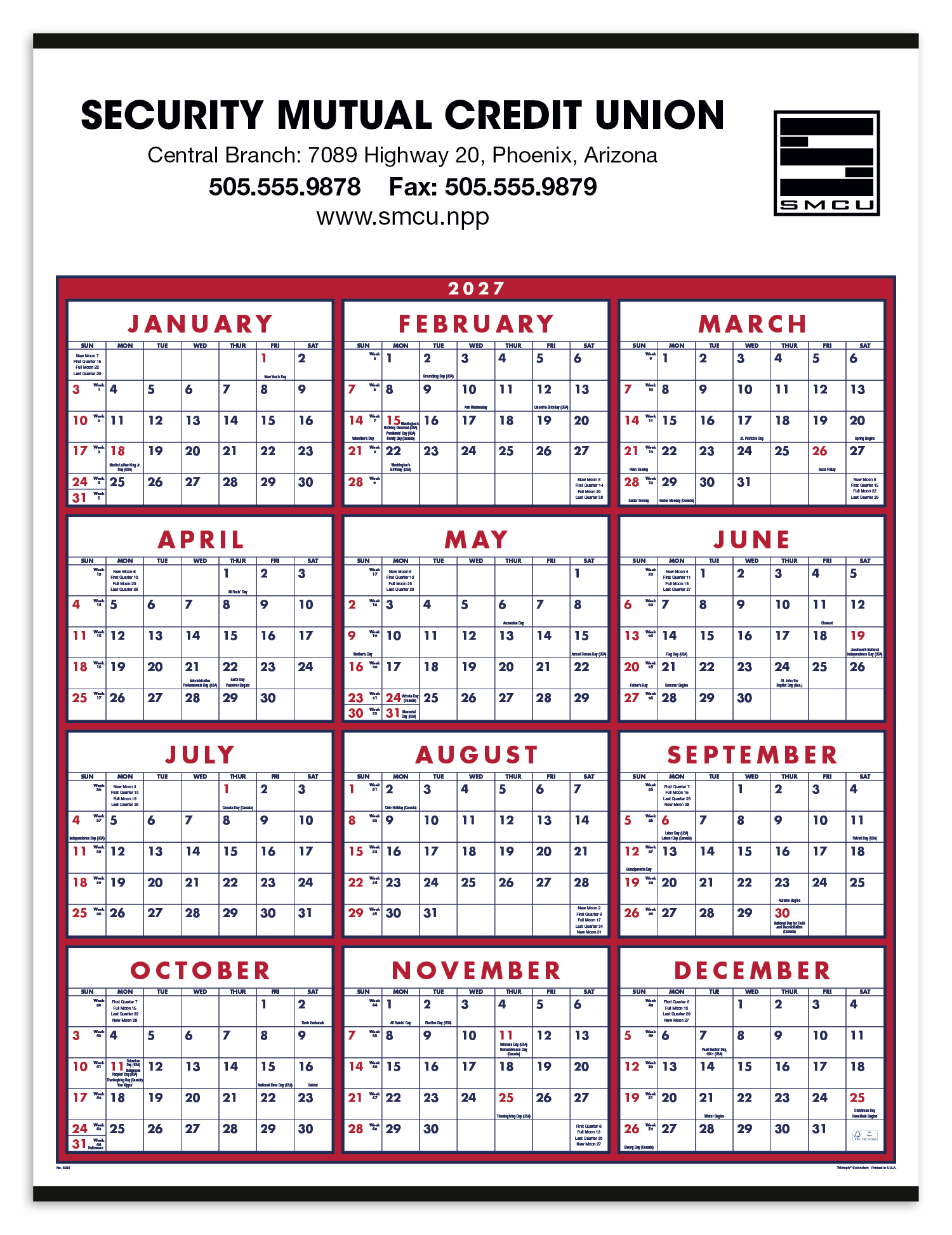 Triumph® Calendars Span-A-Year Calendar