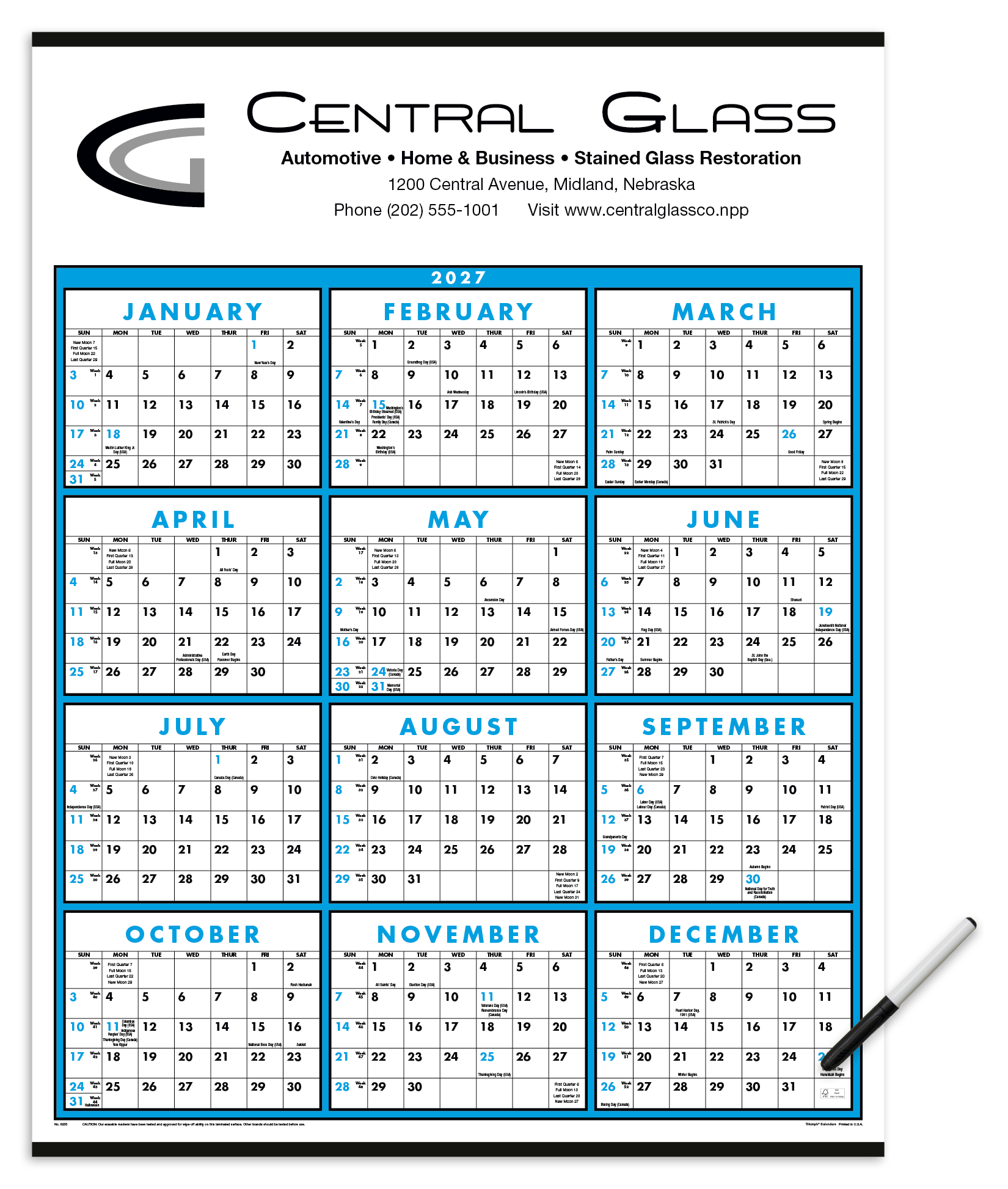Triumph® Calendars Span-A-Year (Laminated with Marker) Calendar