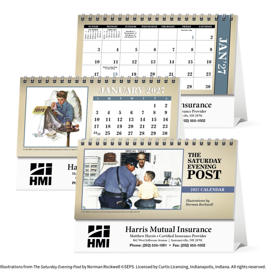 Triumph® Calendars The Saturday Evening Post Illustrations by Norman Rockwell Desk Calendar